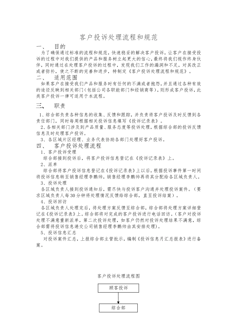 客户投诉处理流程和规范(1)_第1页