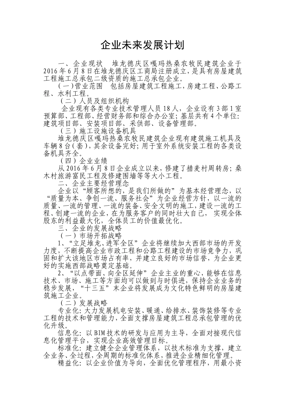 企业未来发展计划(建筑业)_第2页
