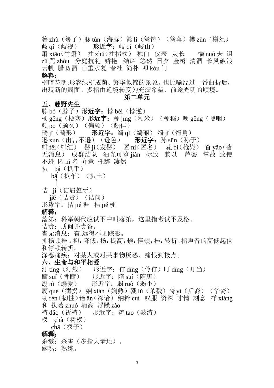 苏教版九年级(下)字词梳理_第3页