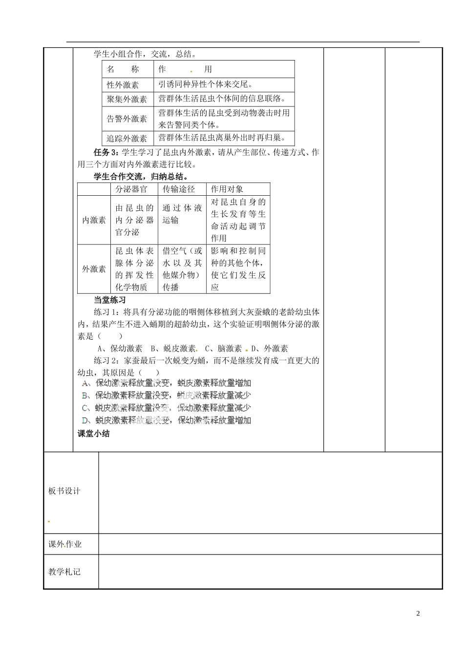江苏省新沂市第二中学高中生物 第二章 第三节  动物生命活动的调节（1）学案 苏教版必修3_第2页