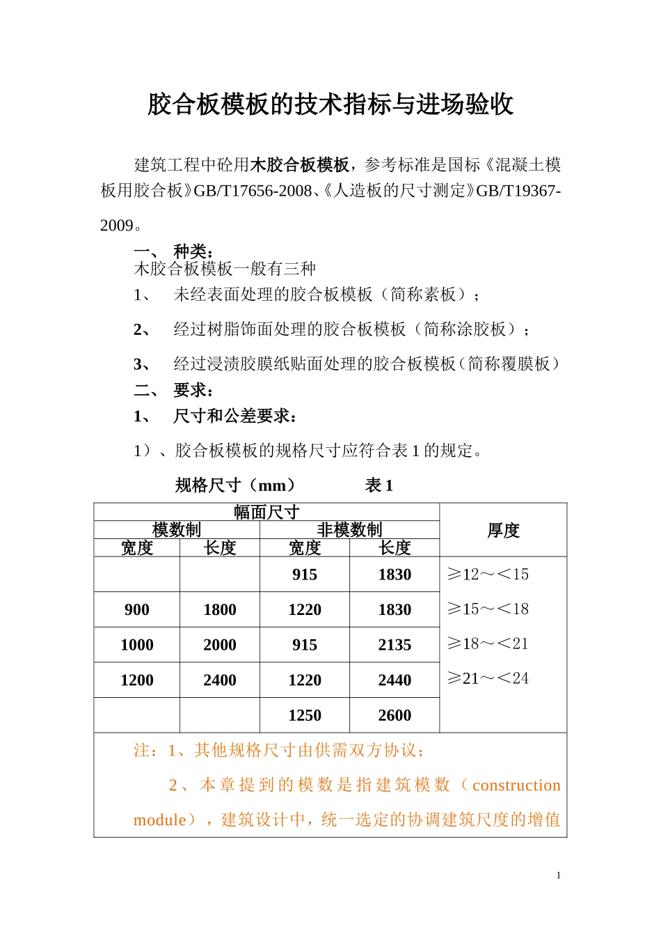 胶合模板的技术标准与进场验收规范_第1页