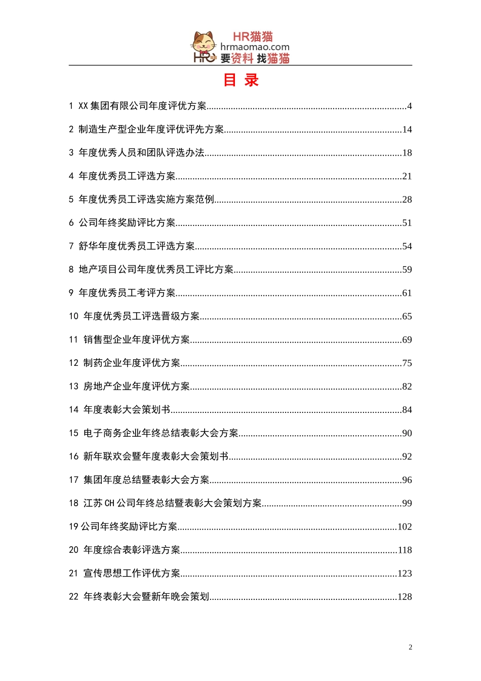 年度评优与表彰制度方案汇编(164页25个方案)-HR猫猫_第2页