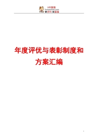 年度评优与表彰制度方案汇编(164页25个方案)-HR猫猫