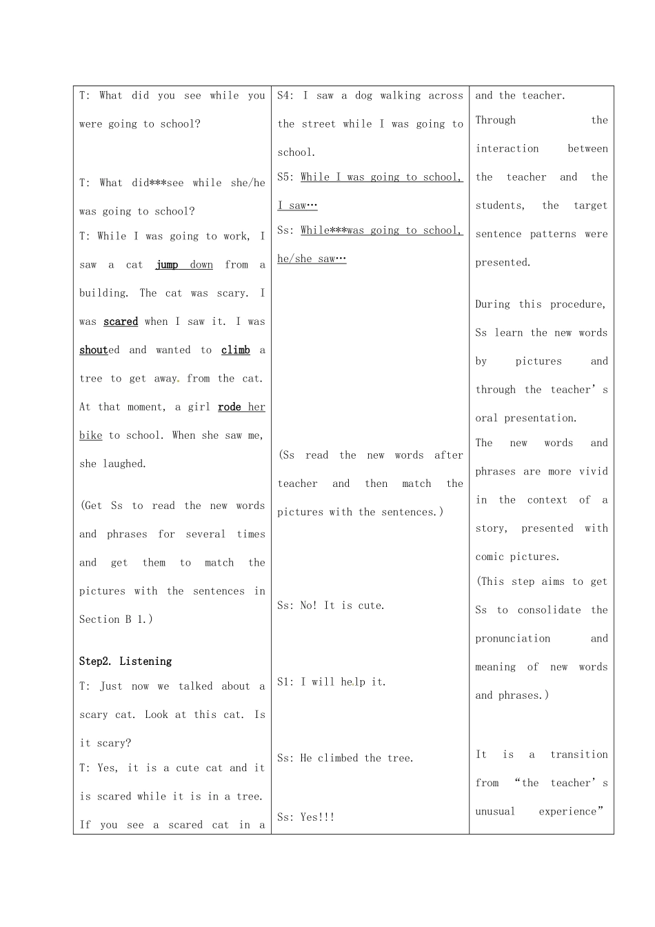 浙江省嵊州市三界镇中学八年级英语《Unit 3 What were you doing when the UFO landed》教案_第2页