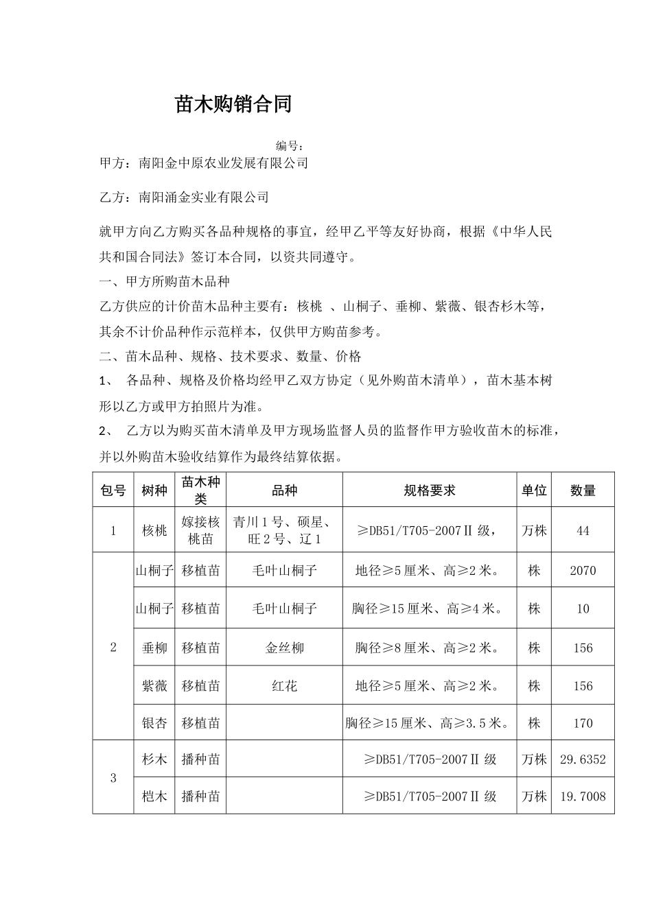苗木购销合同_第1页