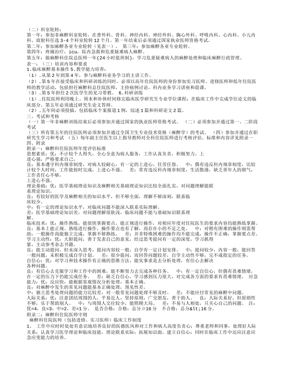 麻醉科培训计划_第2页