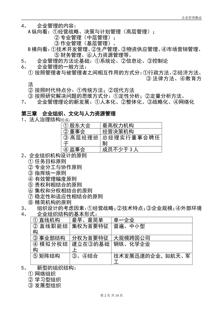 企业管理概论(00144)自考复习资料_第2页