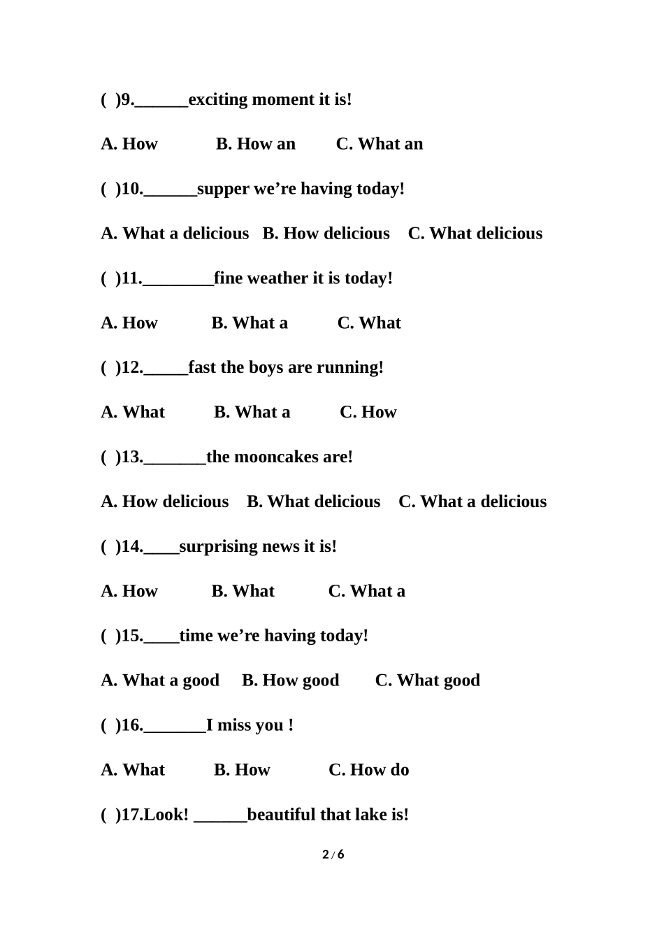 语法专练：中考英语感叹句_第2页