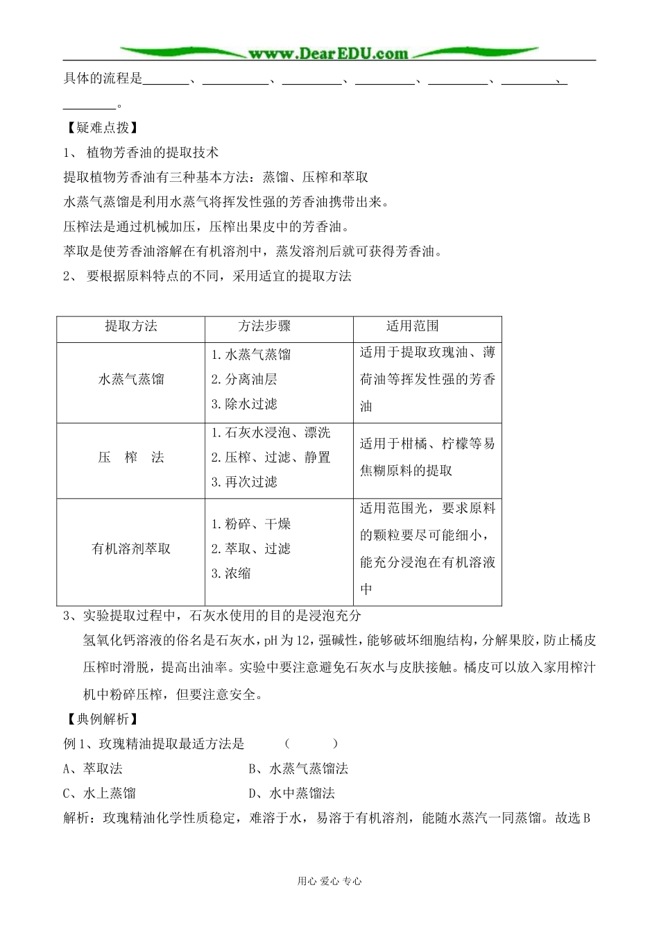 新人教版高中生物选修1植物芳香油的提取 学案_第2页