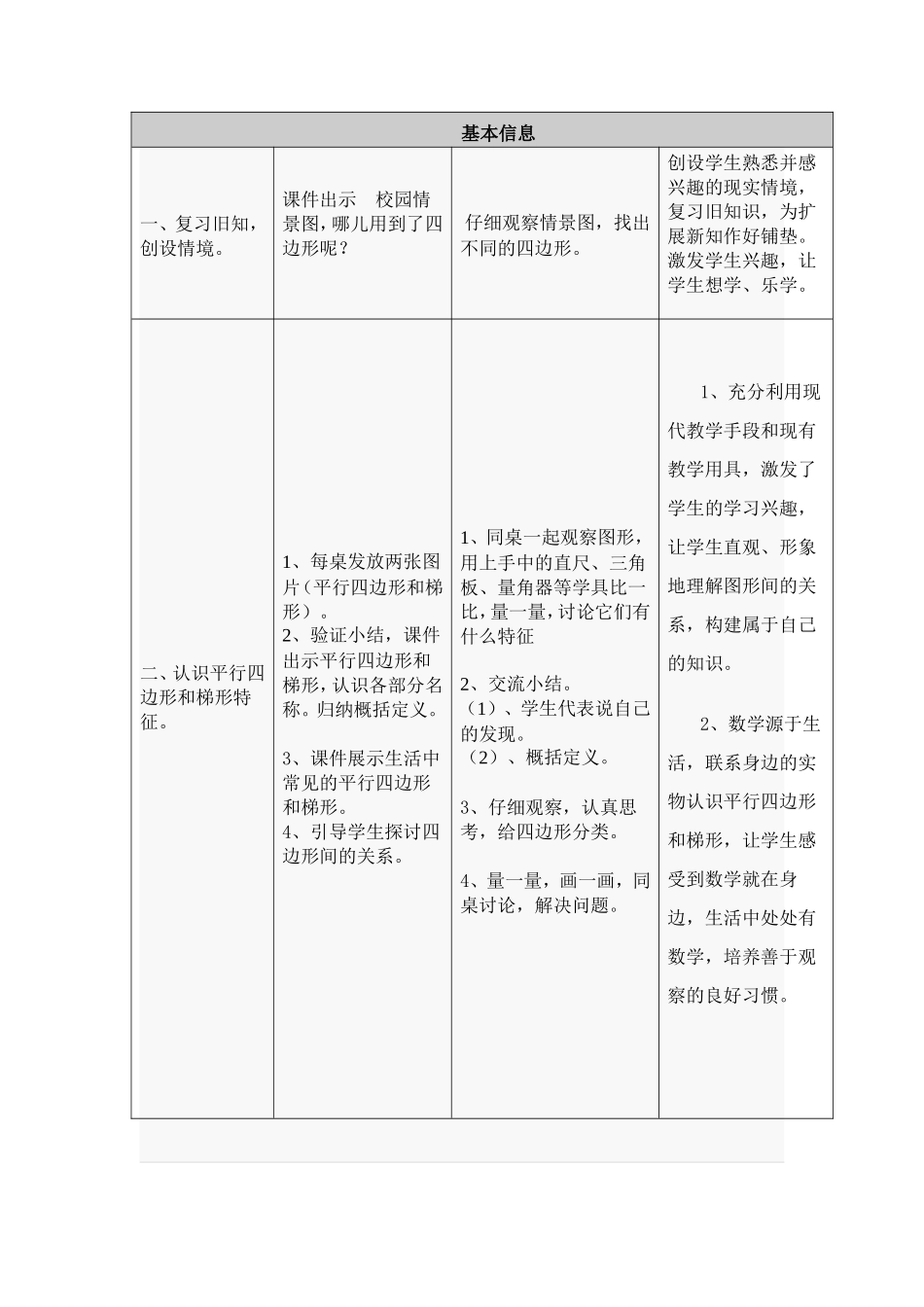 平行四边形和梯形的认识--教学设计与反思_第2页