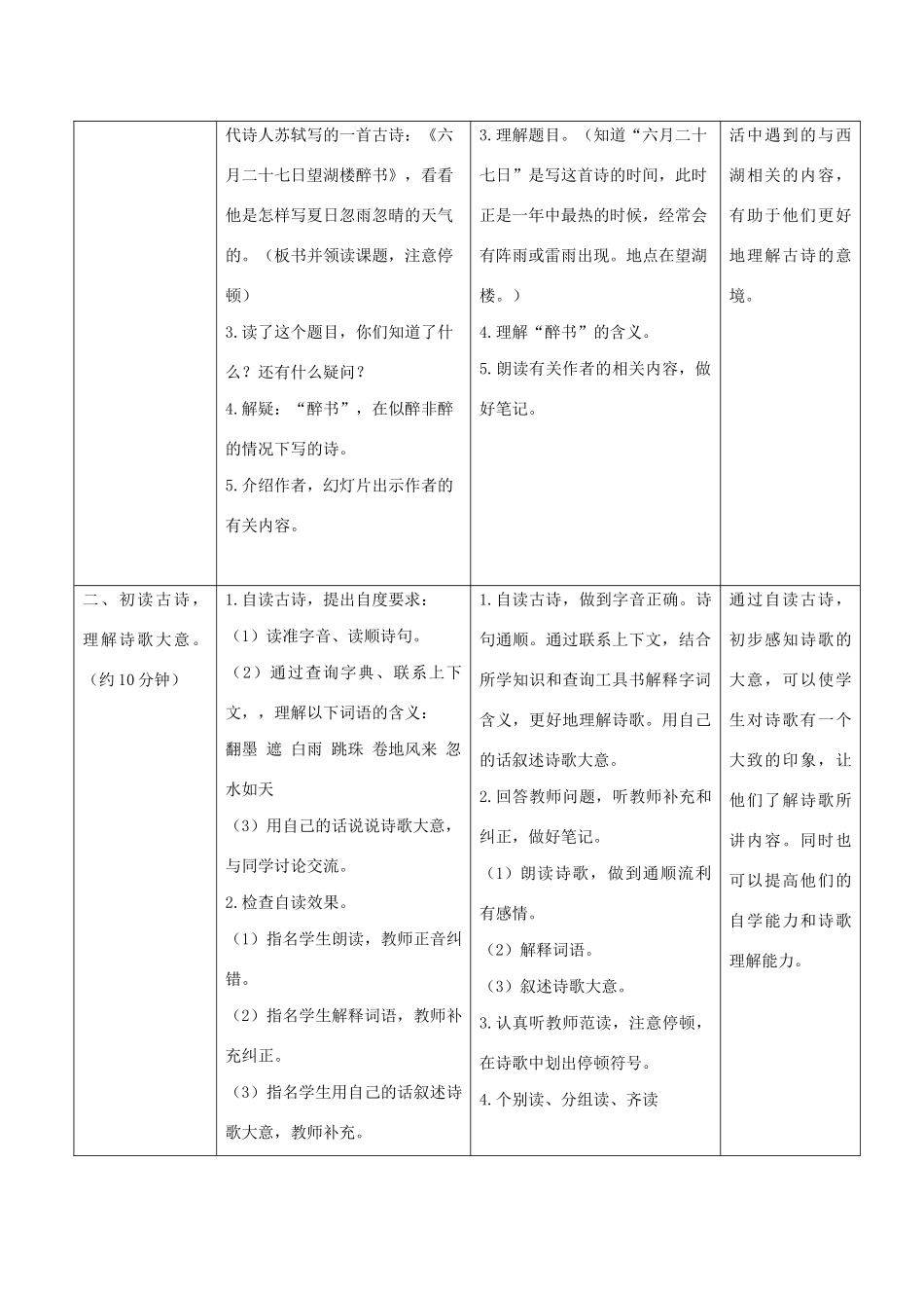 春五年级语文下册 第七单元 24 古诗两首教案设计 苏教版-苏教版小学五年级下册语文教案_第3页