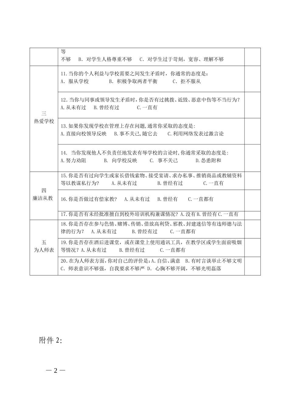 教师师德师风自查自评表_第2页