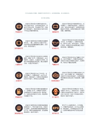 汽车仪表盘指示灯图解