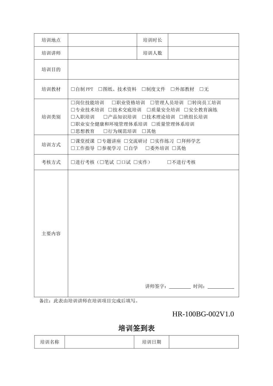 全套企业培训记录表格_第2页