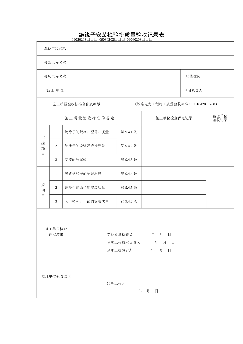 绝缘子安装检验批质量验收记录表_第2页