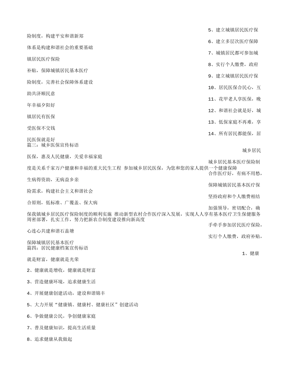 居民医疗保险宣传标语_第2页