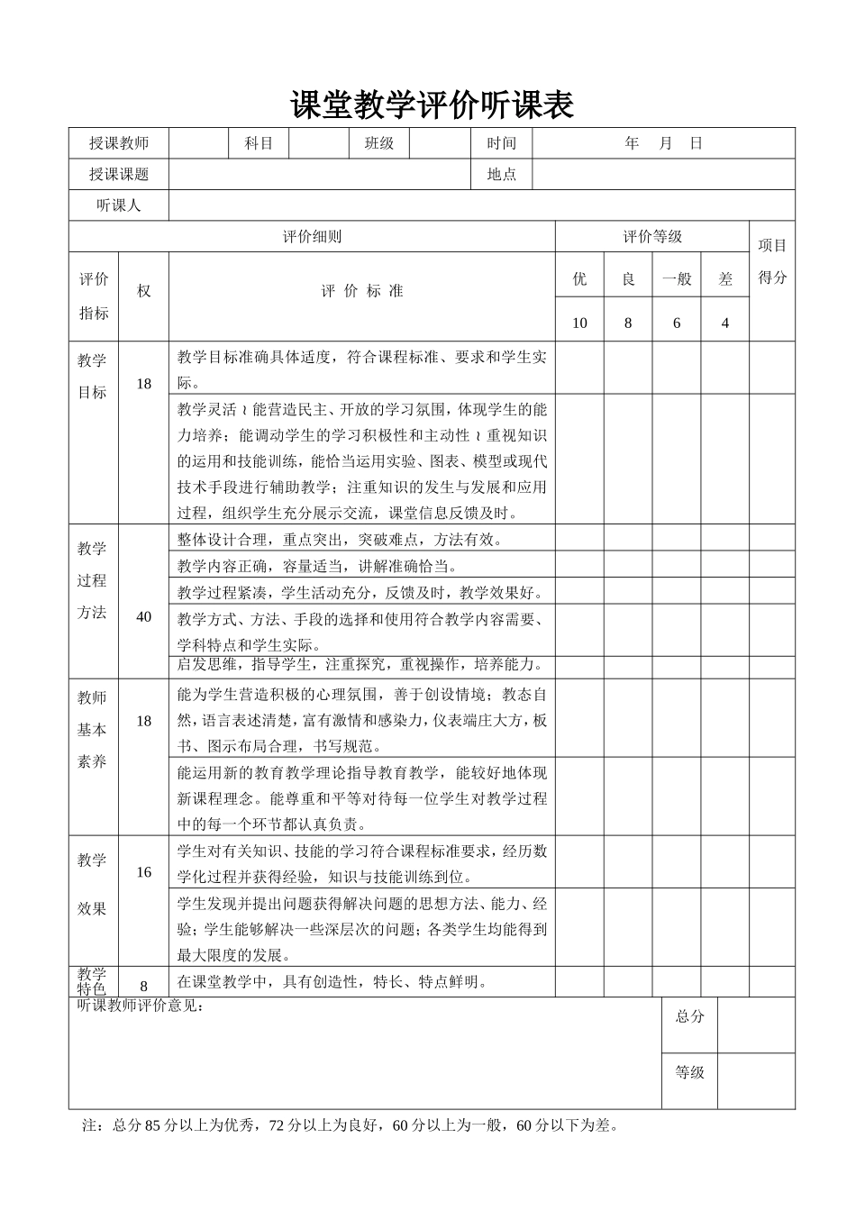 课堂教学评价听课表_第1页
