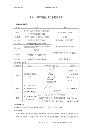 平面向量知识点易错点归纳