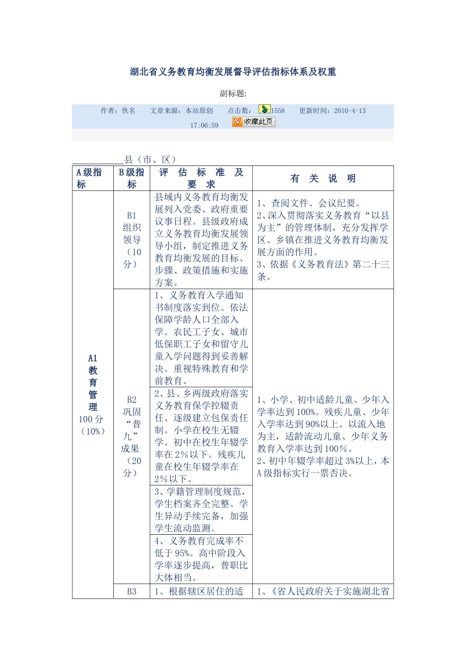 均衡发展督导评估指标体系及权重_第1页