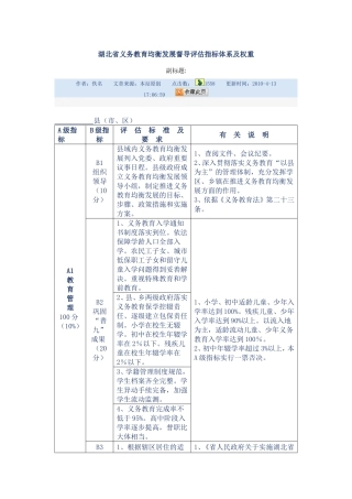 均衡发展督导评估指标体系及权重