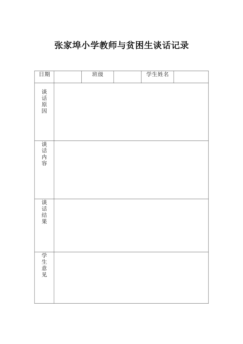 教师与学生谈话记录表_第1页