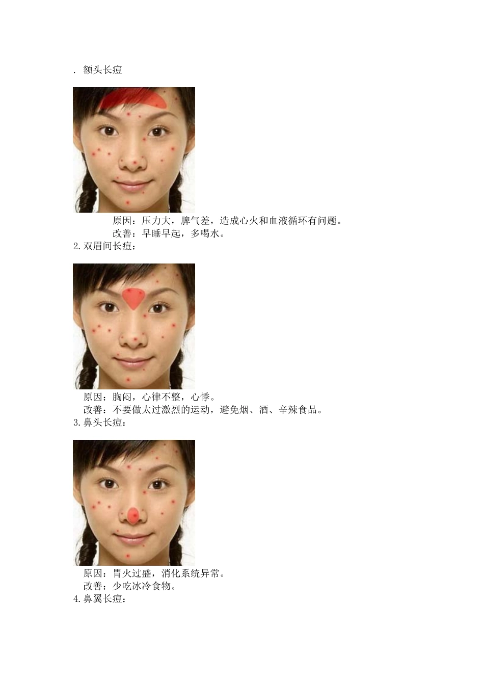 面(脸)部各部位长痘原因_第1页