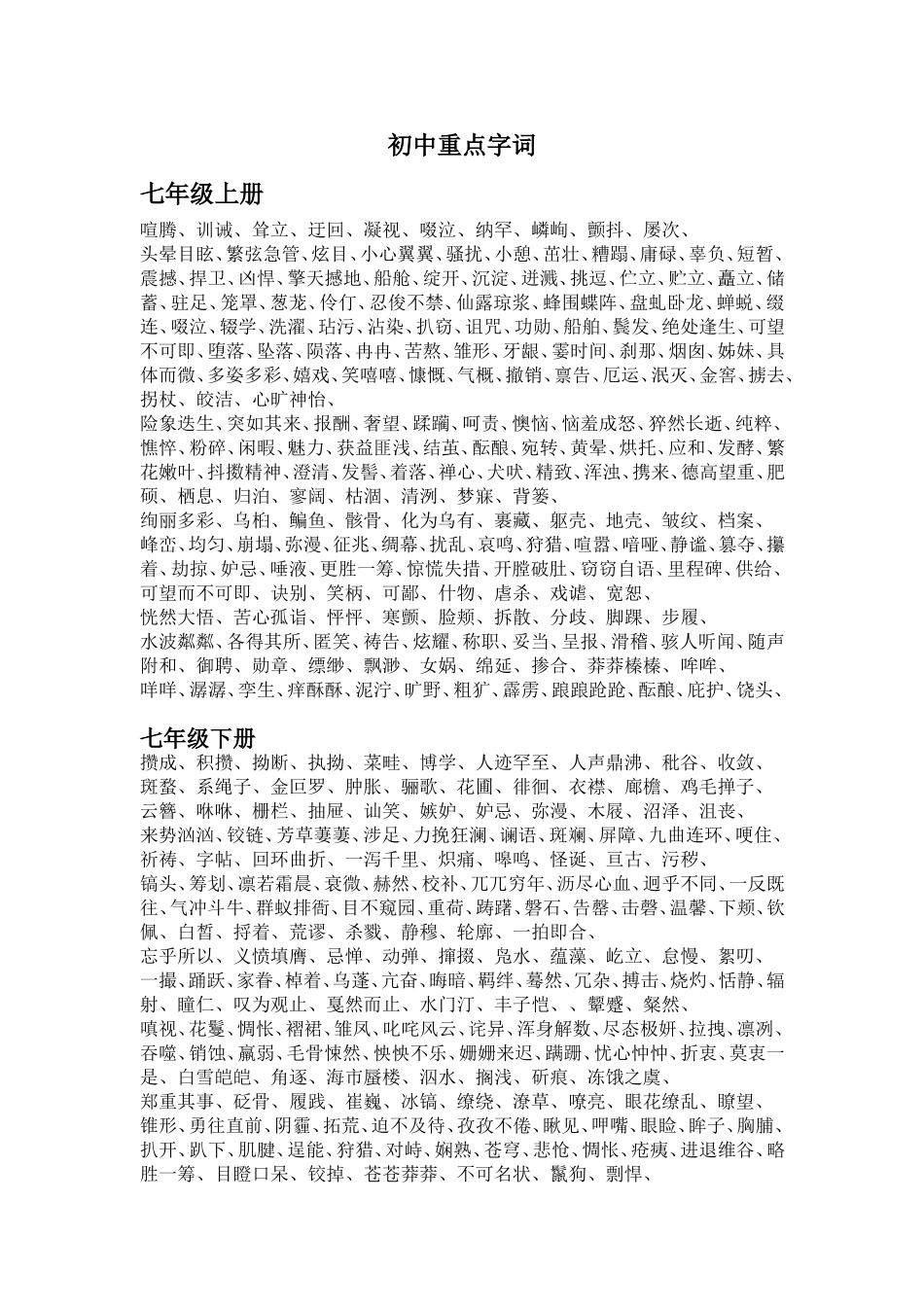 初中重点生字词表_第1页