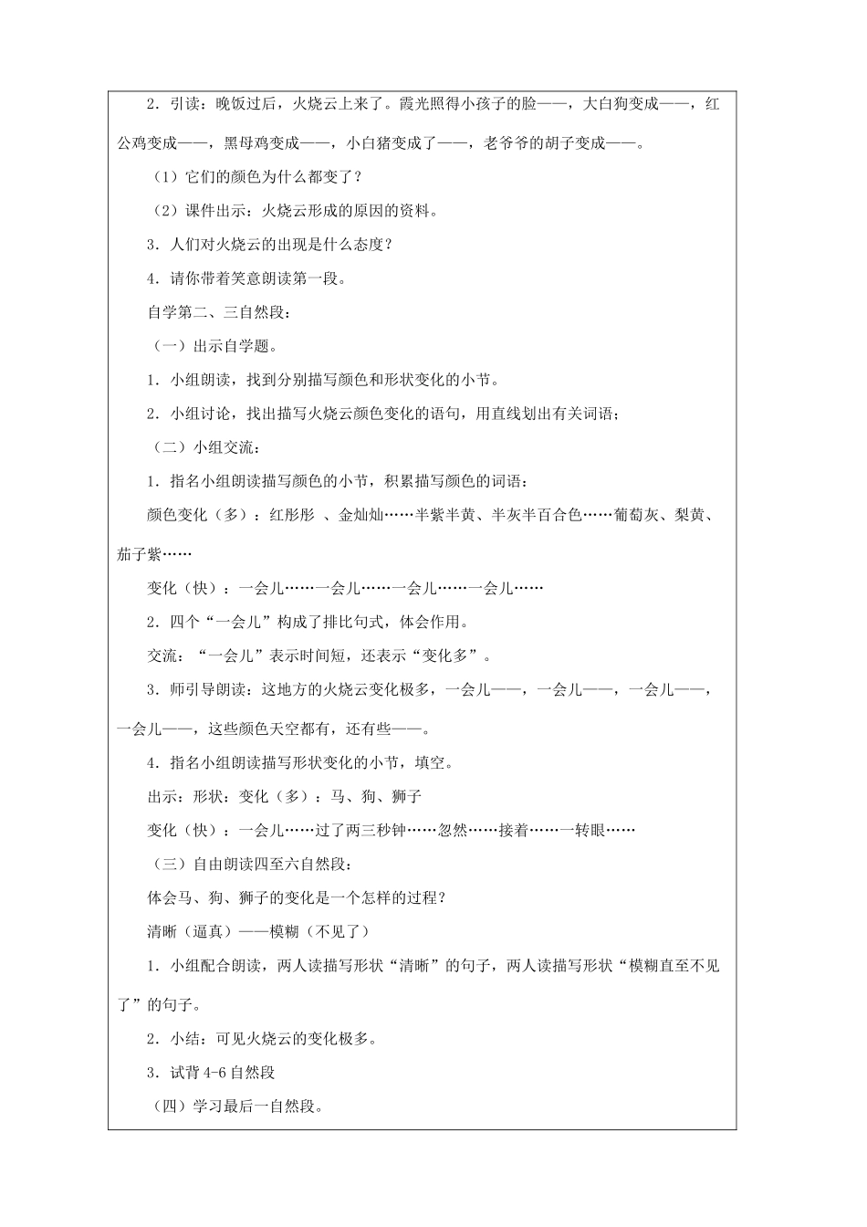 四年级语文上册 第一单元 4 火烧云教案 新人教版-新人教版小学四年级上册语文教案_第2页