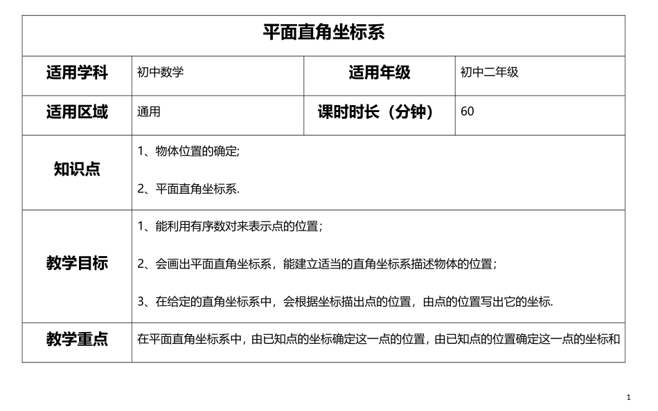 平面直角坐标系教案_第1页