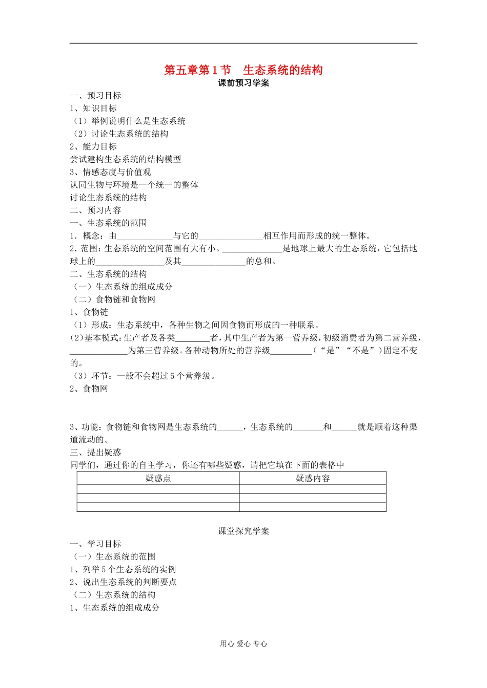 山东省临清四所高中全体骨干教师联合制作高中生物 第五章第1节《生态系统的结构》导学案 新人教版必修3_第1页