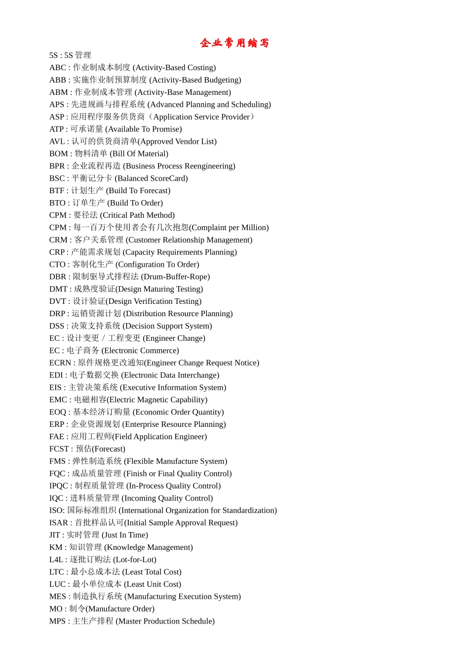 企业常用管理术语英文缩写_第1页