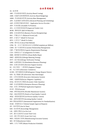 企业常用管理术语英文缩写