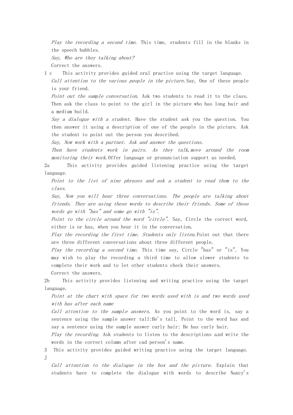 浙江省上虞市竺可桢中学七年级英语下册《Unit 7 What does he look like》教案 人教新目标版_第2页