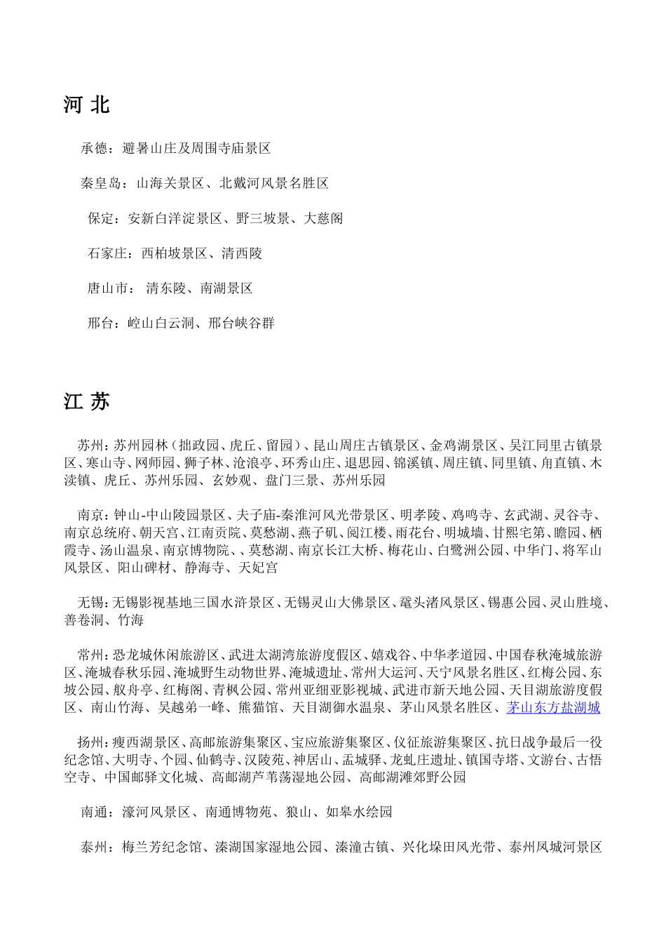 全国各地旅游景点一览表_第2页