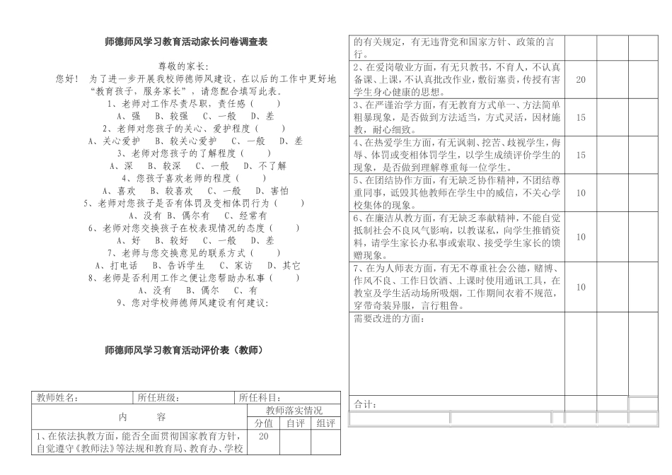 教师问卷调查问卷表_第2页