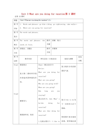 辽宁省凌海市石山初级中学八年级英语上册 Unit 3 What are you doing for vacation（第3课时）教案 人教新目标版