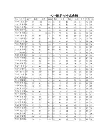 成绩分析表模板