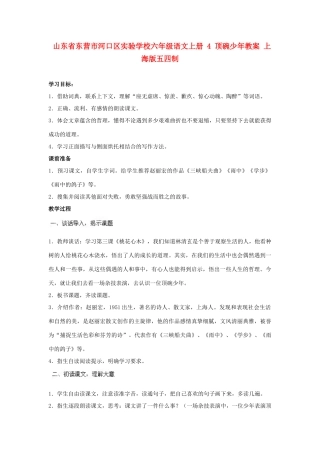 山东省东营市河口区实验学校六年级语文上册 4 顶碗少年教案 上海版五四制