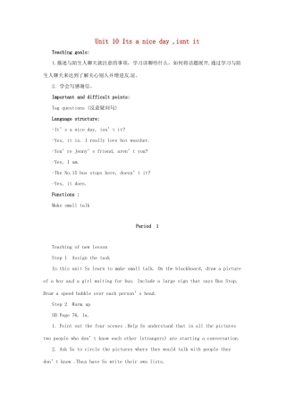 浙江省温州市第二十中学八年级英语下册 Unit 10 Its a nice day,isnt it Period 1教案 人教新目标版