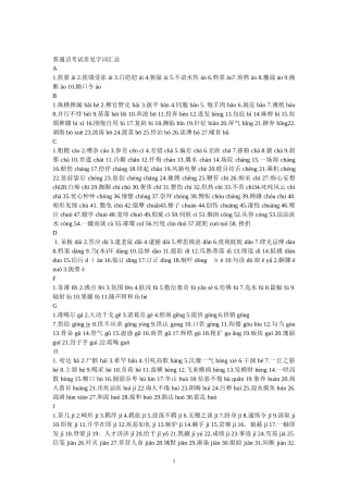 普通话考试常见字词汇总