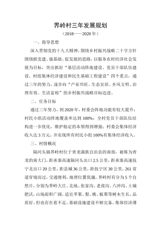 界岭村三年发展规划
