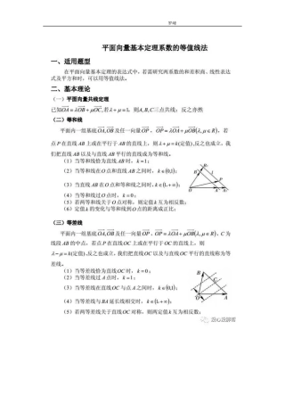平面向量基本定理系数的等值线法