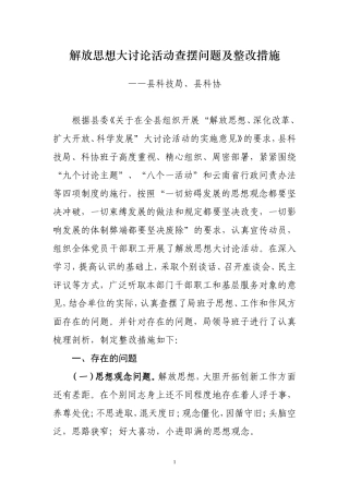 解放思想大讨论活动查摆问题及整改措施