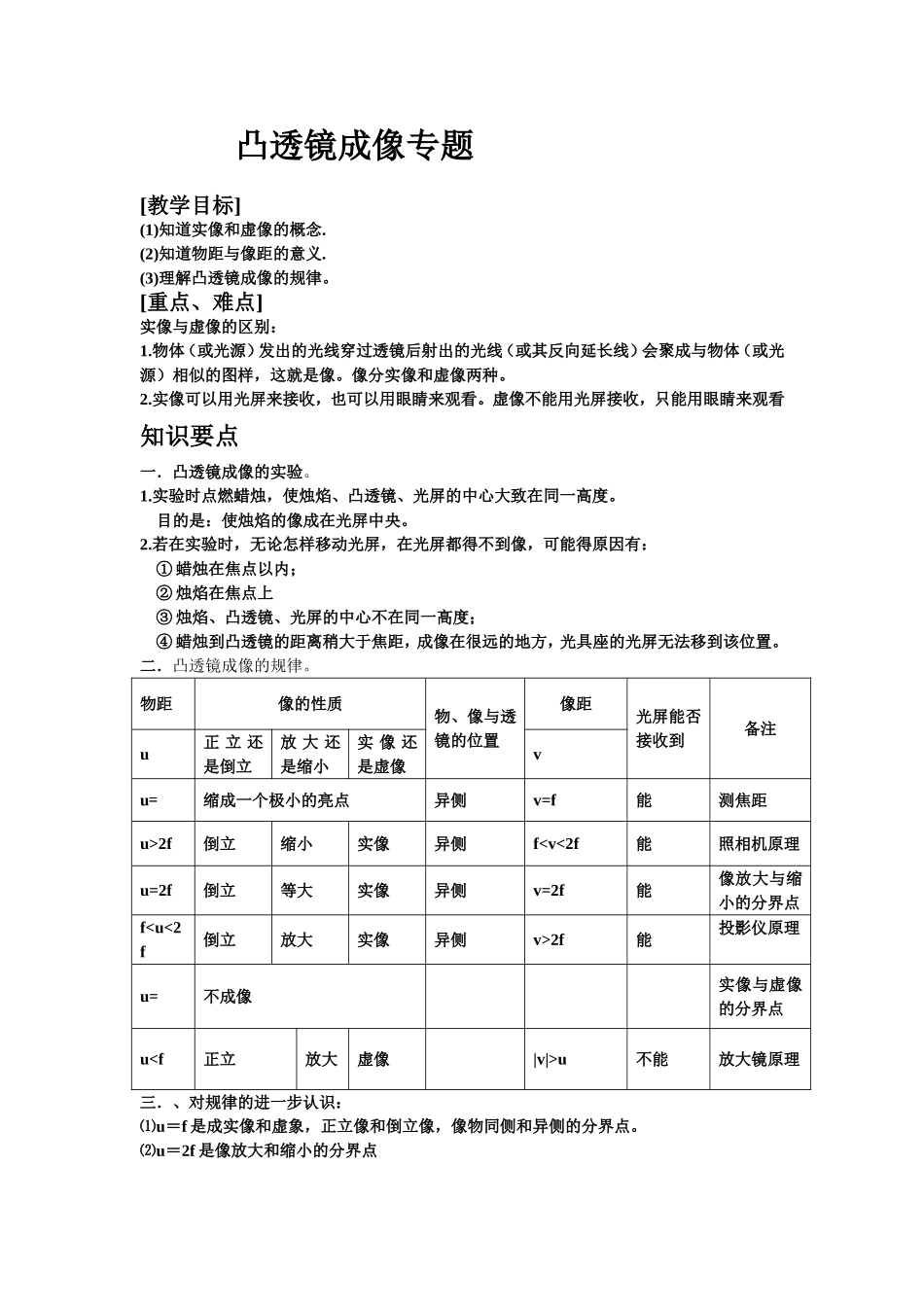 《凸透镜成像》专题检测_第1页
