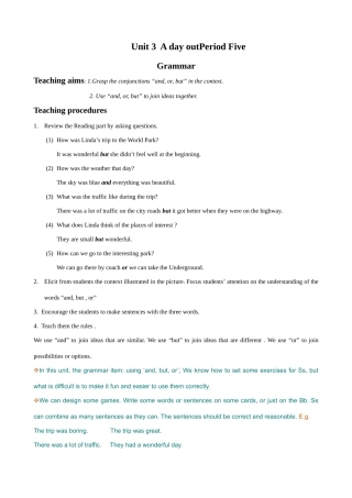 牛津版八年级英语Unit 3 A day out  Period Five