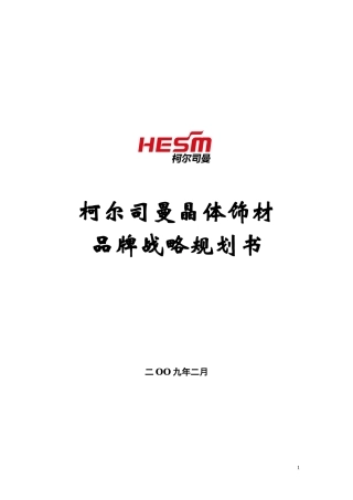 柯尔司曼品牌发展战略规划书