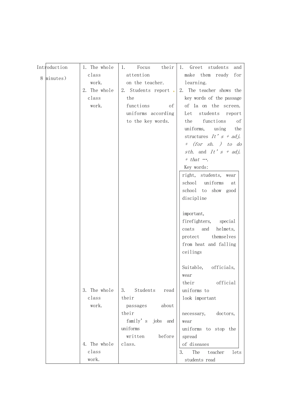 重庆市梁平实验中学八年级英语下册 Unit 8 Our Clothes Topic2 We can design our own uniforms Section D教案 （新版）仁爱版_第3页