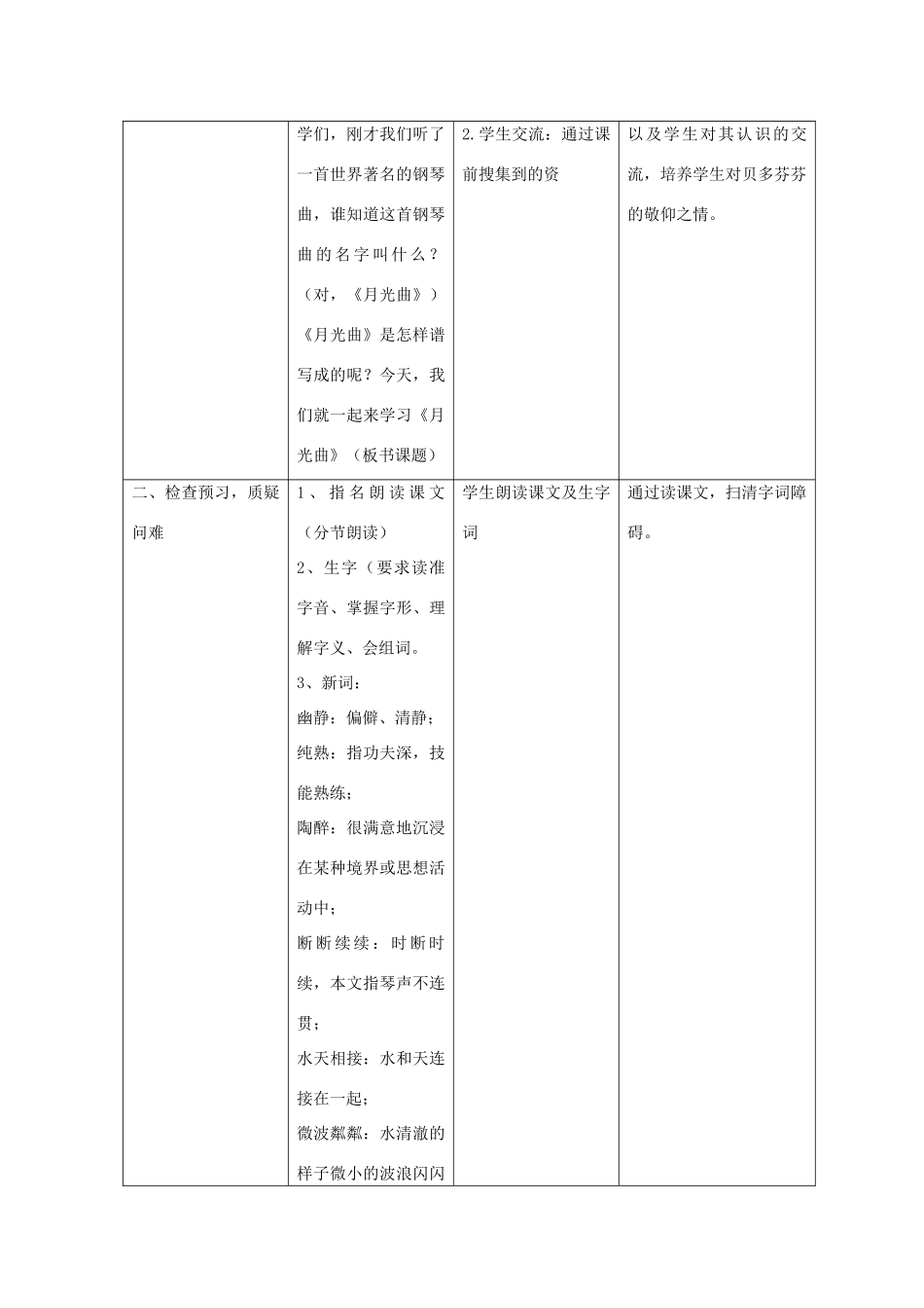 四年级语文上册 第九单元 音乐 18 月光曲备课教案 北师大版-北师大版小学四年级上册语文教案_第3页