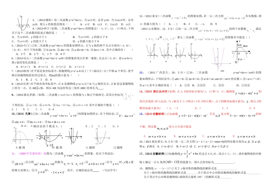 2014年中考二次函数专题复习_第3页