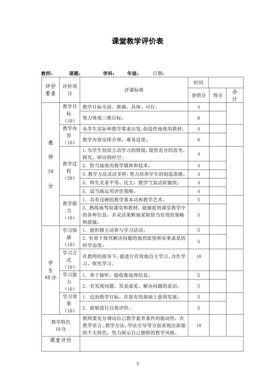 教师课堂教学评价表(量表)_第3页